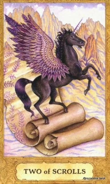 Two of Scrolls card from the Chrysalis Tarot deck