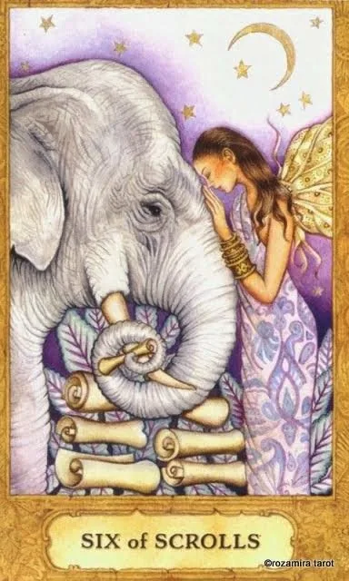 Six of Scrolls card from the Chrysalis Tarot deck