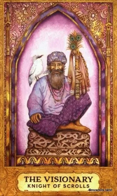 The Visionary — Knight of Scrolls card from the Chrysalis Tarot deck