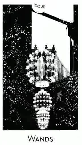 Four of Wands from the City Mystic New York Tarot deck