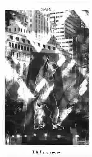 Seven of Wands from the City Mystic New York Tarot deck