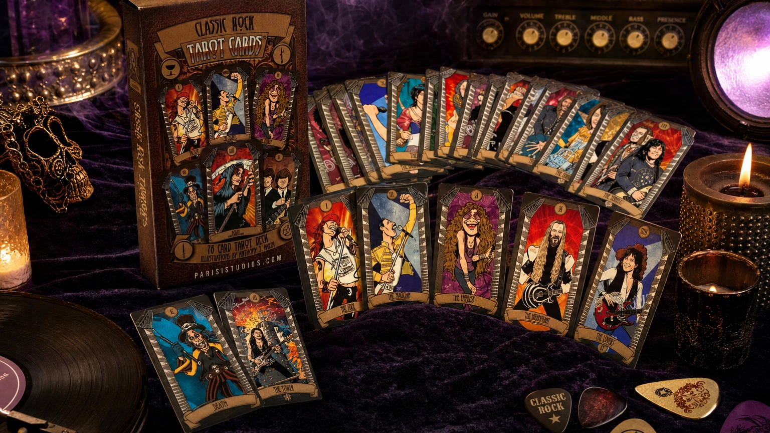 Classic Rock Tarot Review 26 Classic Rock Tarot final CTA image with rock tarot card spread