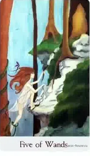 Five of Wands card from the Comparative Tarot deck