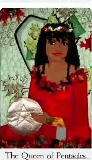 Queen of Pentacles card from the Comparative Tarot deck