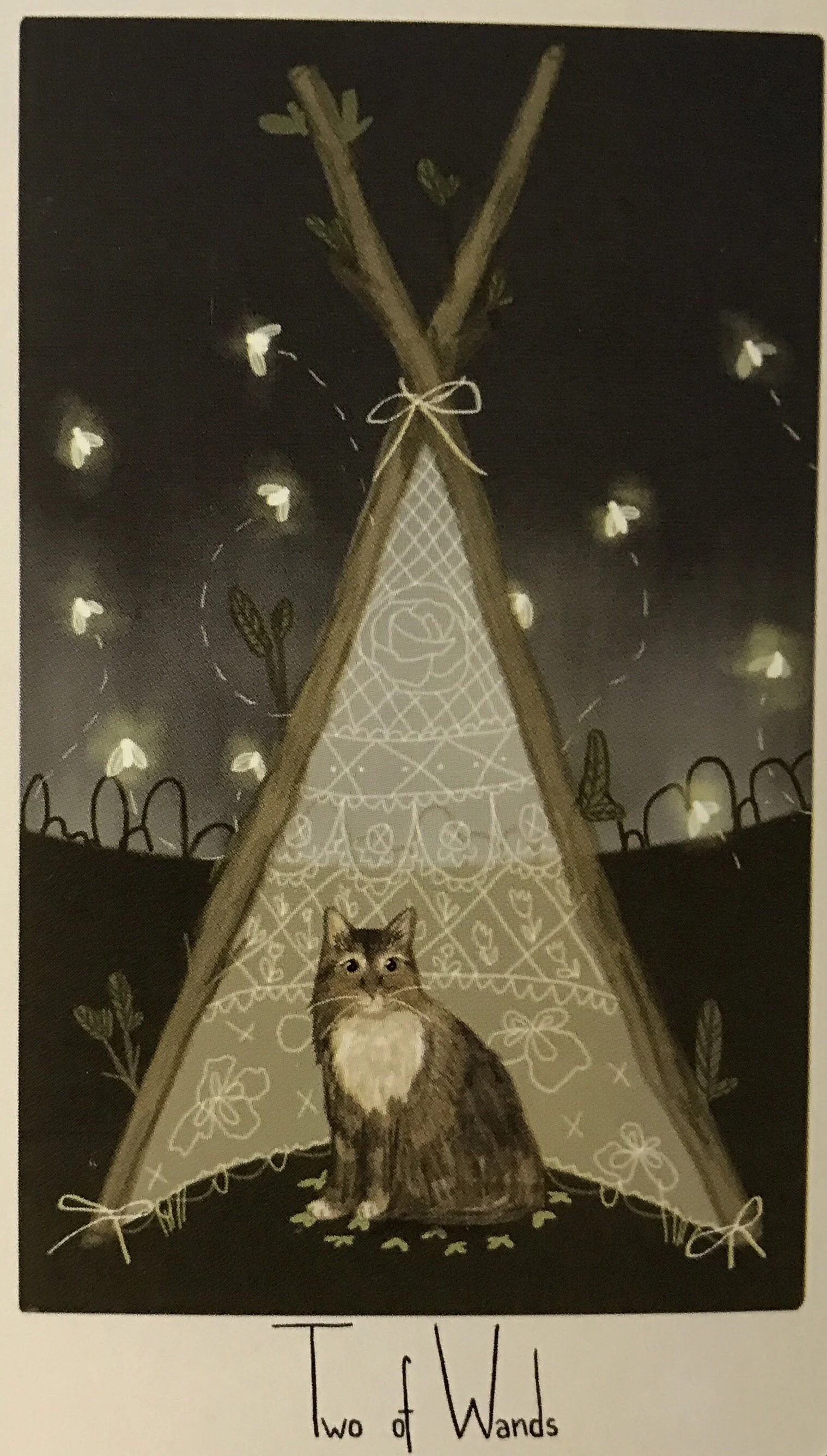 2 of Wands card from the Considerate Cat Tarot deck