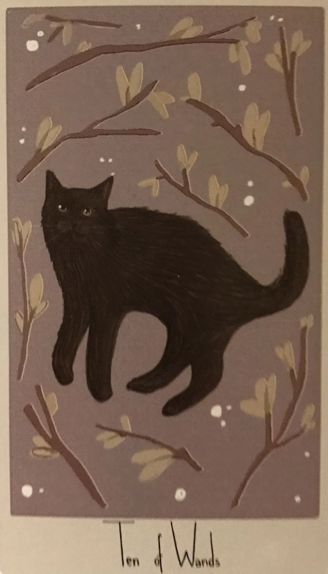 10 of Wands card from the Considerate Cat Tarot deck