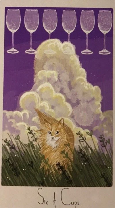 6 of Cups card from the Considerate Cat Tarot deck