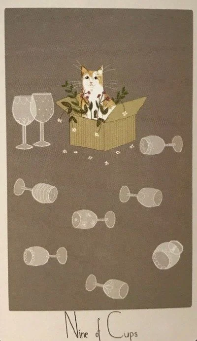 9 of Cups card from the Considerate Cat Tarot deck