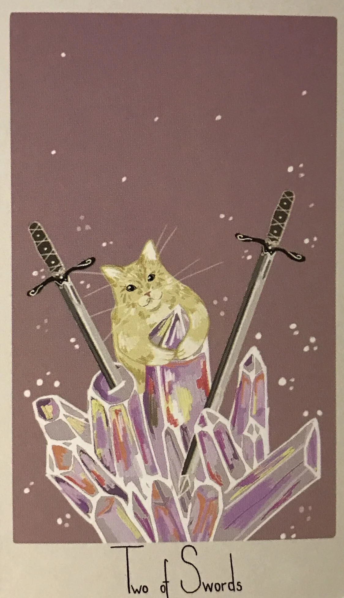 2 of Swords card from the Considerate Cat Tarot deck