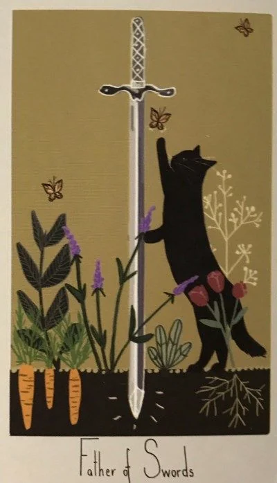 Father of Swords card from the Considerate Cat Tarot deck