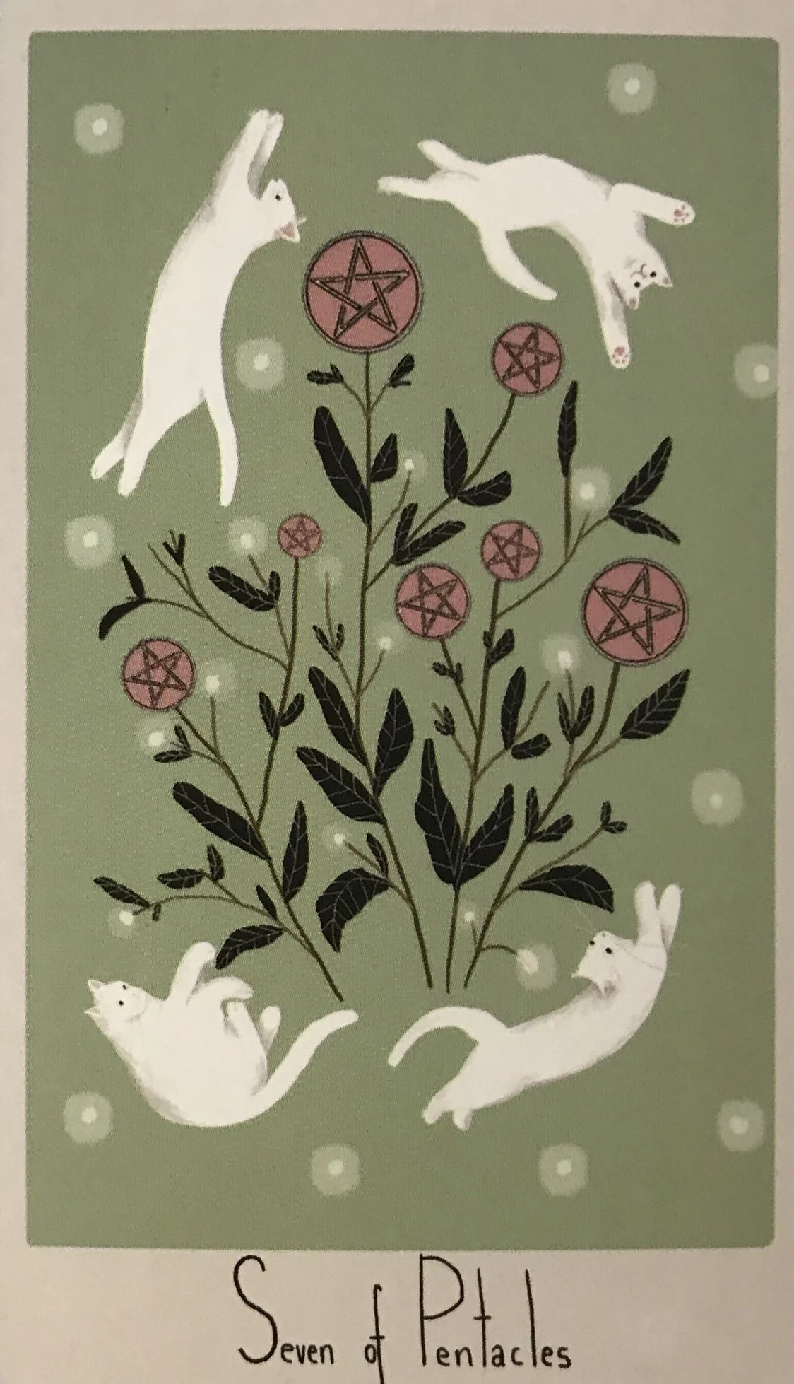 7 of Pentacles card from the Considerate Cat Tarot deck