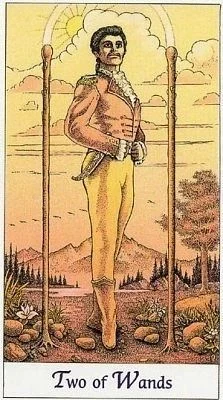 Two of Wands card from the Cosmic Tarot deck