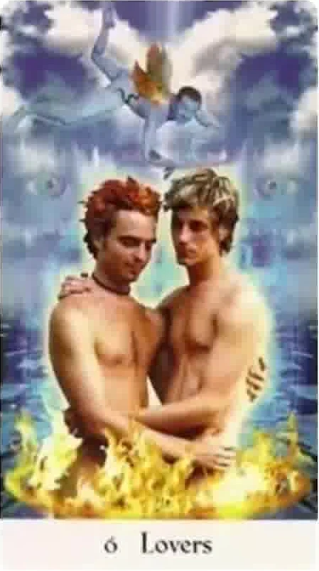 6 Lovers (male/male illustration) - Cosmic Tribe Tarot - Tarot Deck by Stevee Postman and Eric Ganther