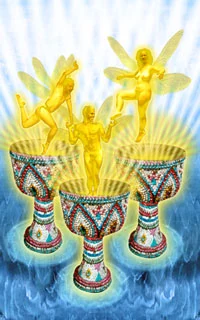 3 Cups - Cosmic Tribe Tarot - Tarot Deck by Stevee Postman and Eric Ganther