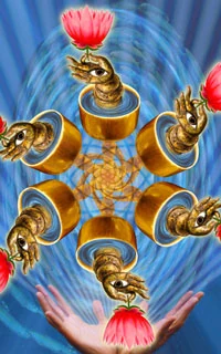 6 Cups - Cosmic Tribe Tarot - Tarot Deck by Stevee Postman and Eric Ganther