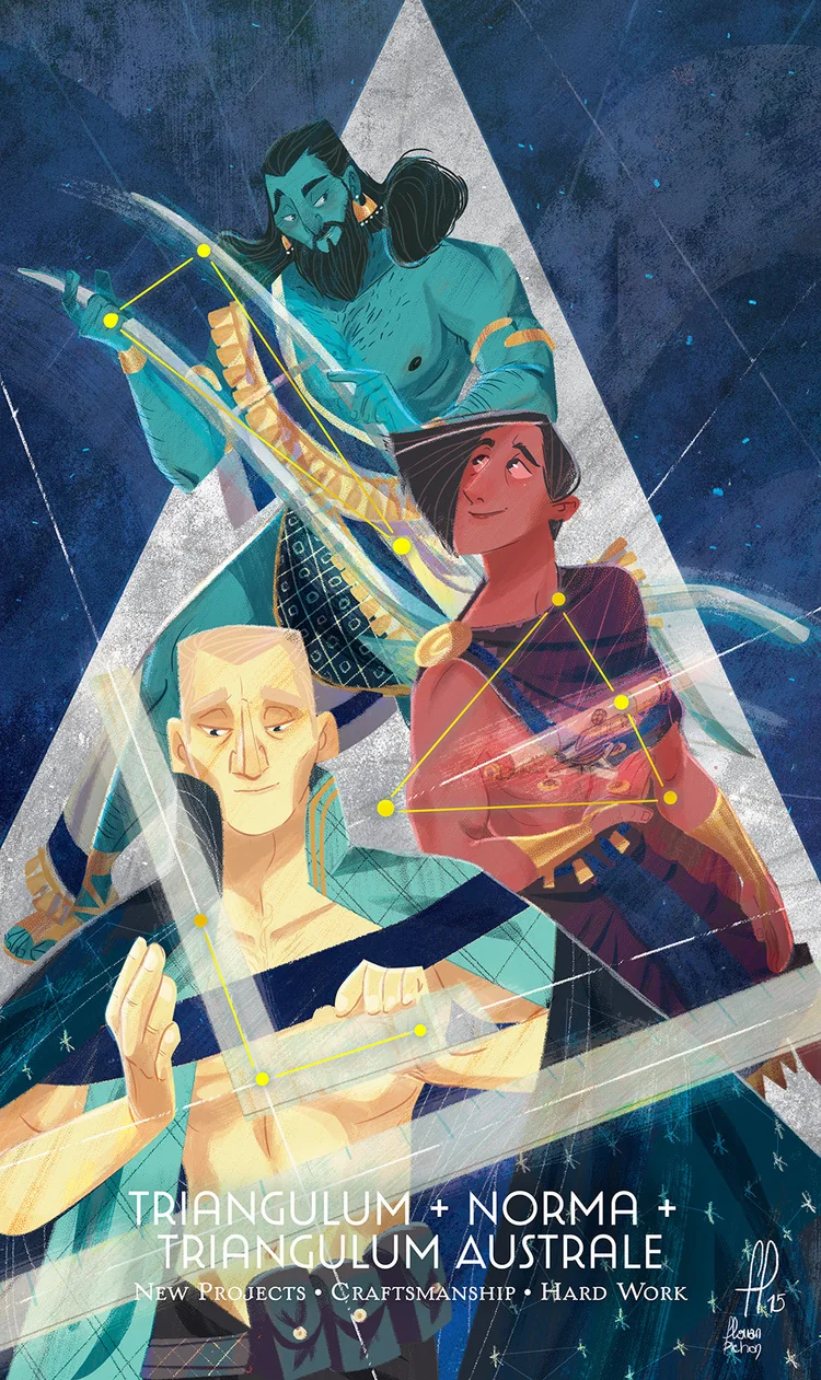 Triangulum + Norma + Triangulum Australe from the Cosmos Tarot and Oracle source-order gallery