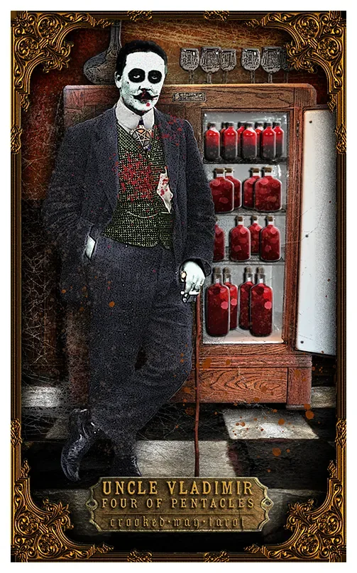 Four of Pentacles card from the Crooked Way Tarot deck