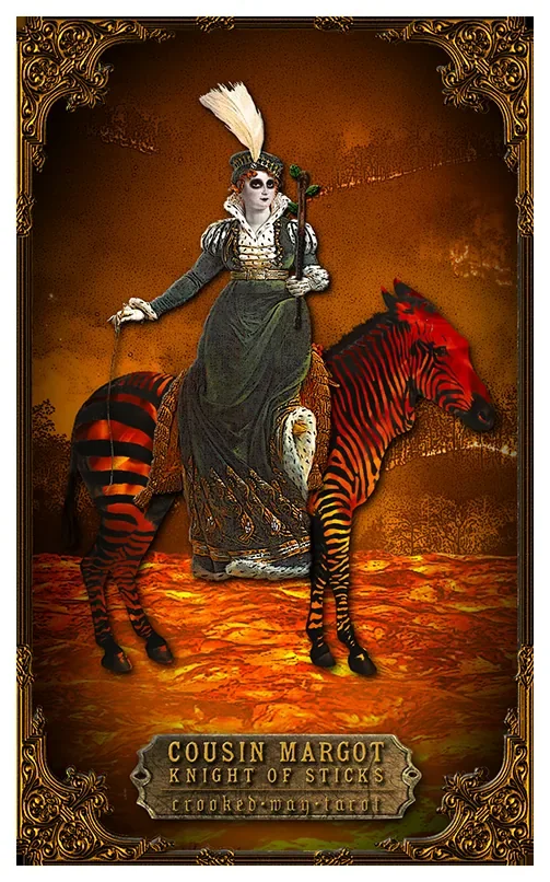 Knight of Sticks card from the Crooked Way Tarot deck