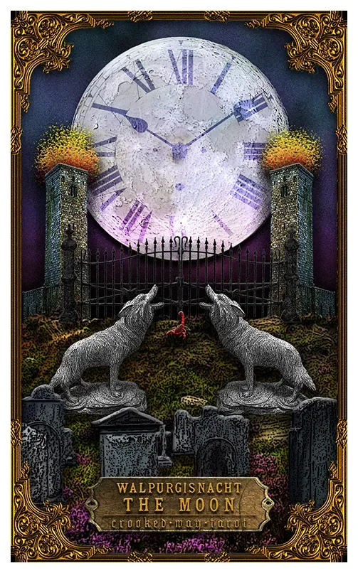 The Moon card from the Crooked Way Tarot deck