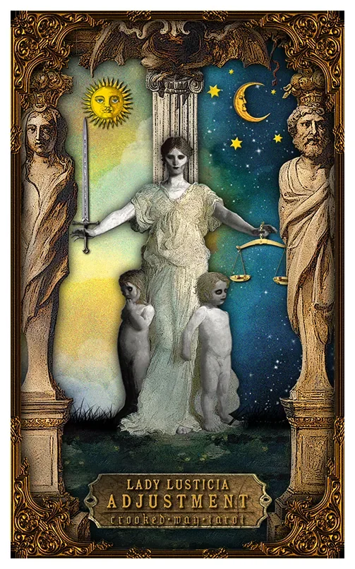 Adjustment card from the Crooked Way Tarot deck