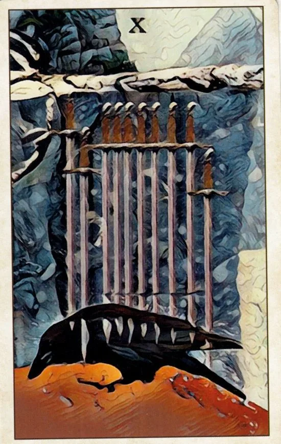 10 of Swords - Crow Tarot - Tarot Deck by MJ Cullinane