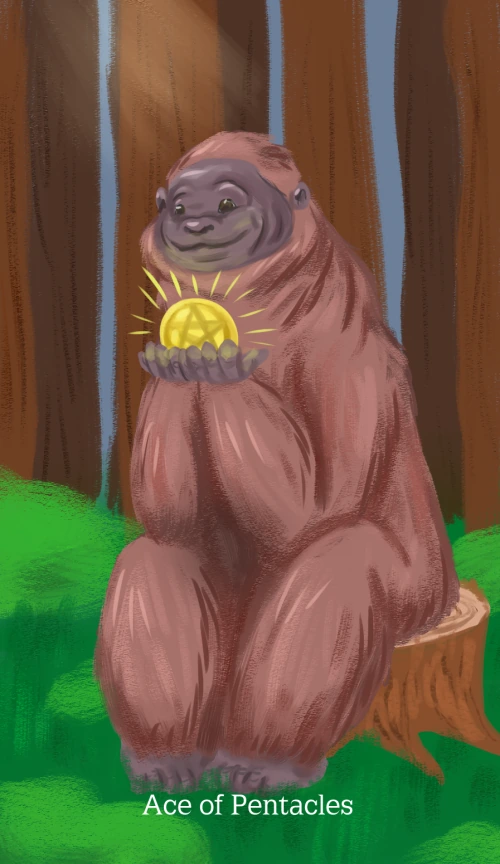 Cryptid Tarot Review 5 Ace of Pentacles card from the Cryptid Tarot deck