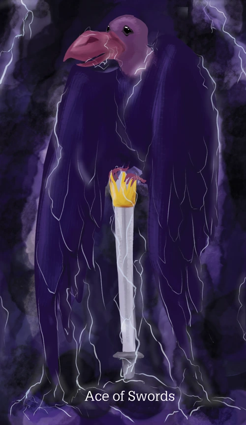 Ace of Swords card from the Cryptid Tarot deck