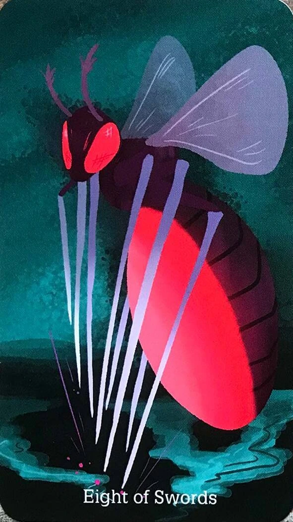 Eight of Swords card from the Cryptid Tarot deck