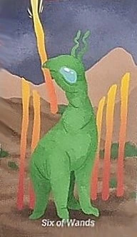 Six of Wands card from the Cryptid Tarot deck