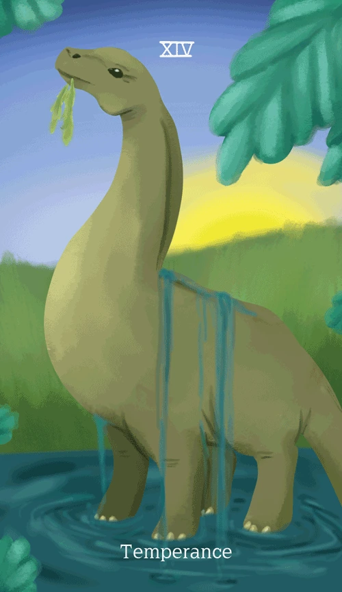 Temperance card from the Cryptid Tarot deck