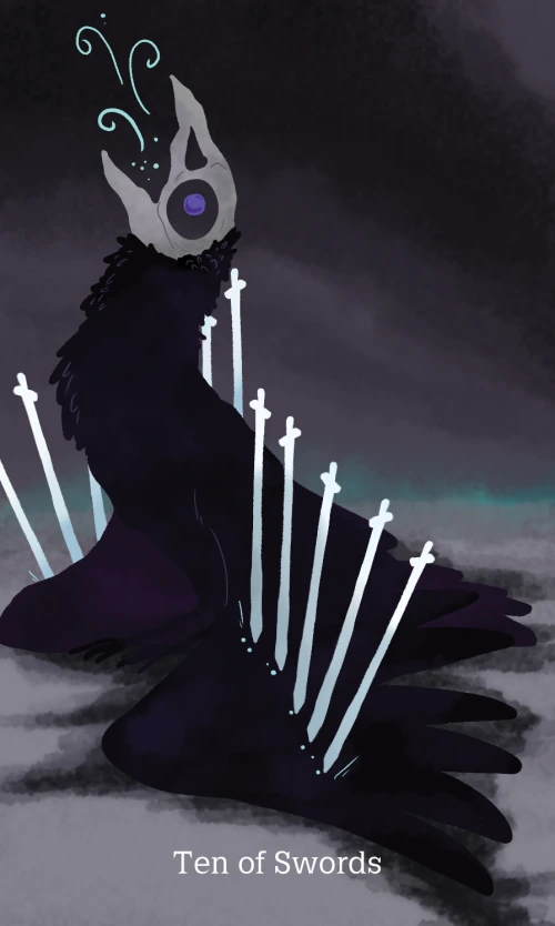 Cryptid Tarot Review 12 Ten of Swords card from the Cryptid Tarot deck