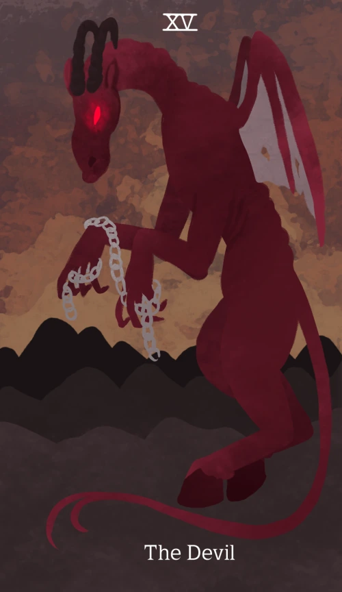 The Devil card from the Cryptid Tarot deck