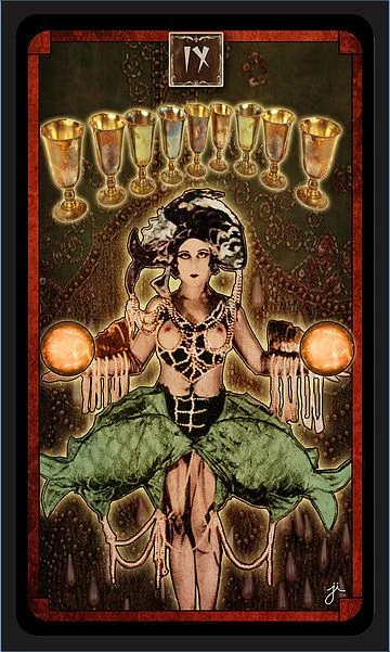 Nine of Cups card from the Cult Of Weimar Tarot deck