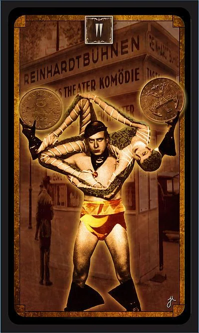 Two of Coins card from the Cult Of Weimar Tarot deck