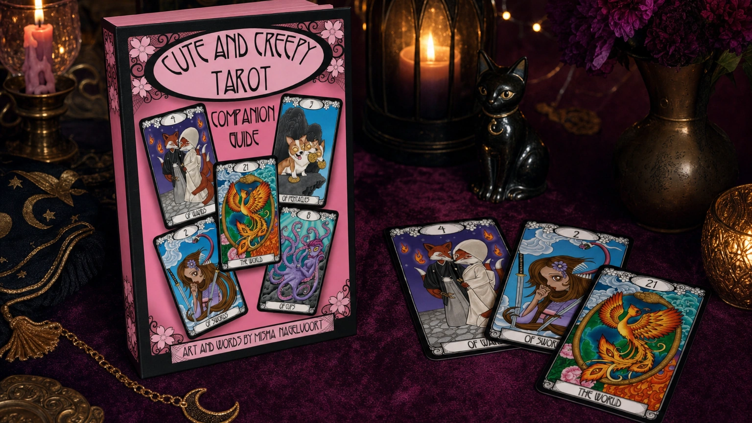 Cute and Creepy Tarot GPT Image 2 final product and card spread image