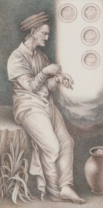 4 of Pentacles - Leonardo Da Vinci Tarot - Tarot Deck by Iassen Ghiuselev