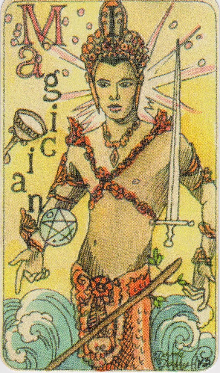 The Magician card from the Dame Darcy Mermaid Tarot deck