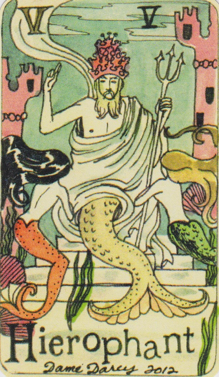 The Hierophant card from the Dame Darcy Mermaid Tarot deck