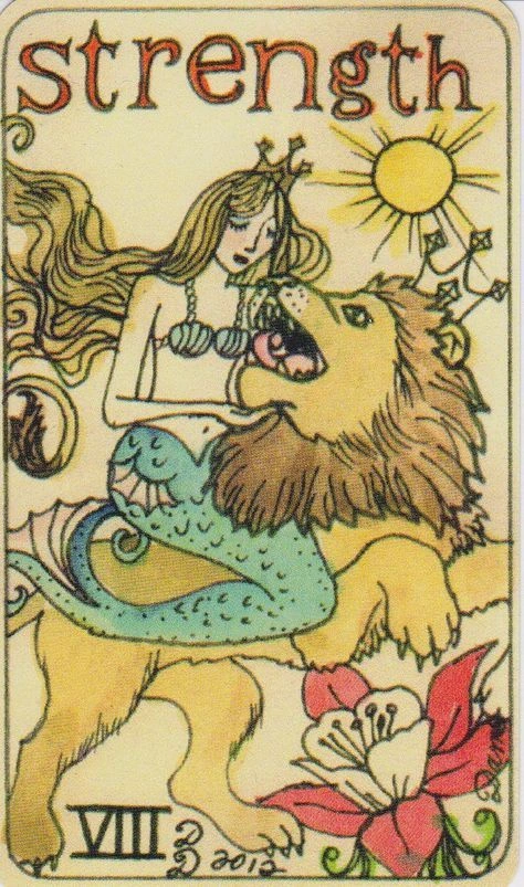 Strength card from the Dame Darcy Mermaid Tarot deck