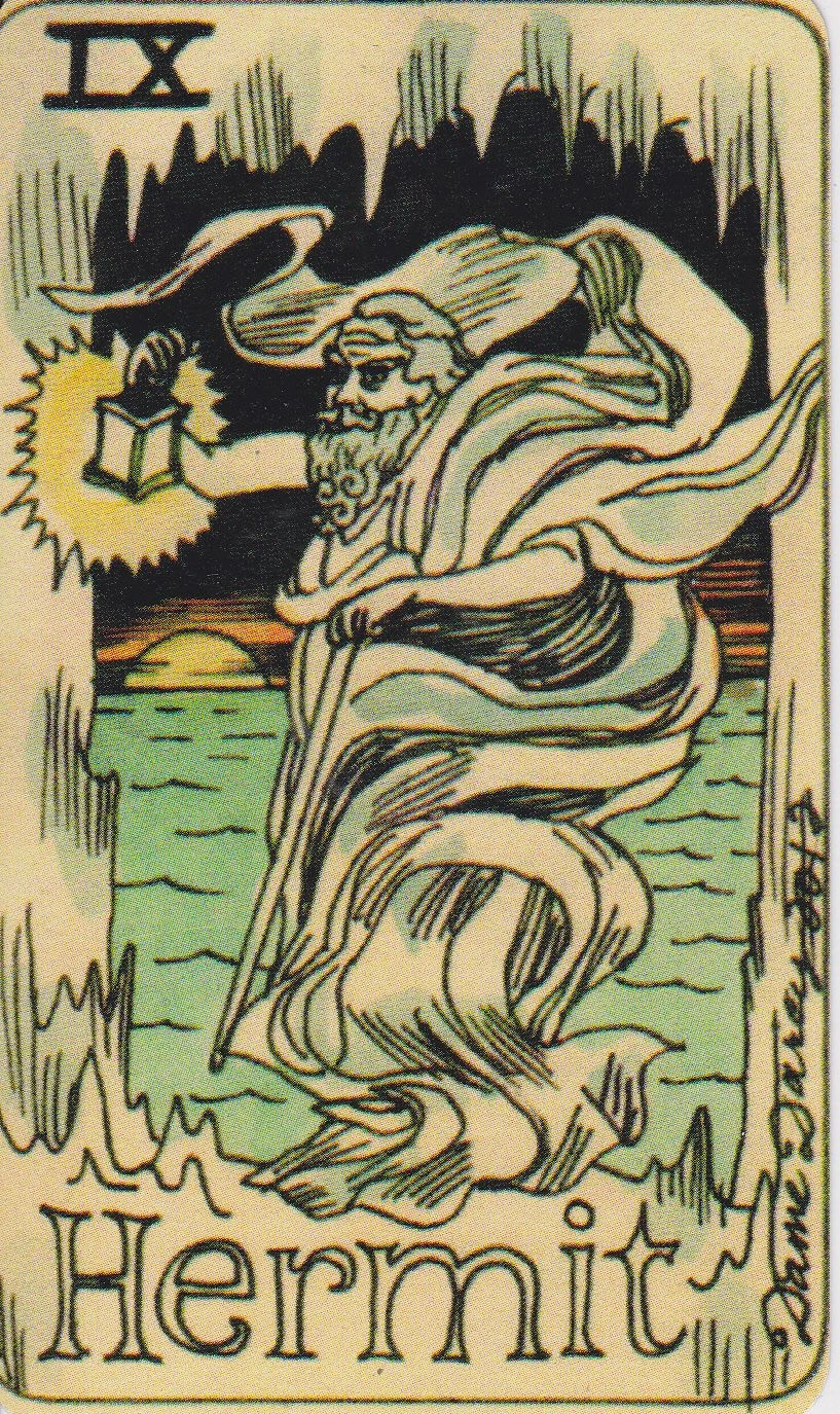 The Hermit card from the Dame Darcy Mermaid Tarot deck