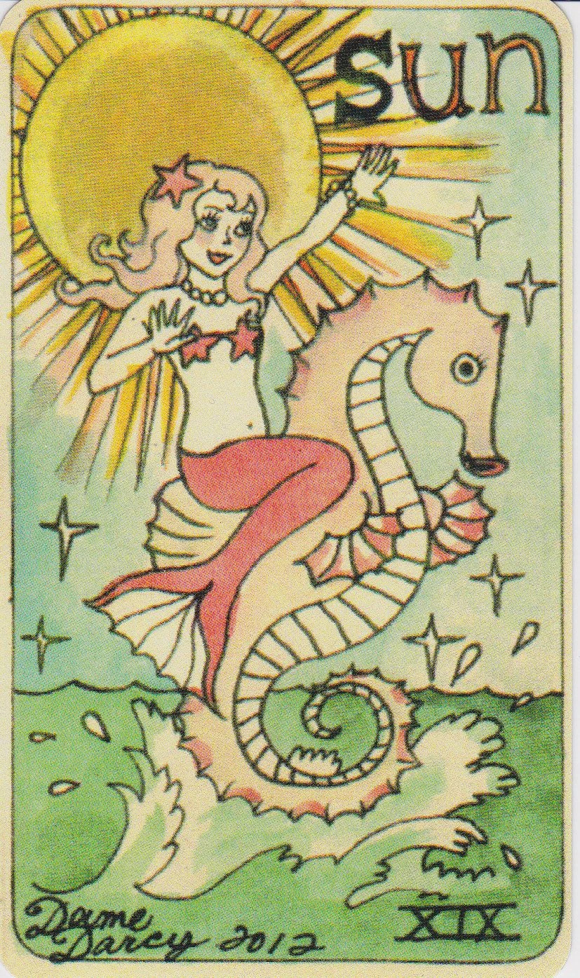 The Sun card from the Dame Darcy Mermaid Tarot deck