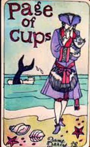 Page of Cups card from the Dame Darcy Mermaid Tarot deck