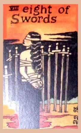 Eight of Swords card from the Dame Darcy Mermaid Tarot deck