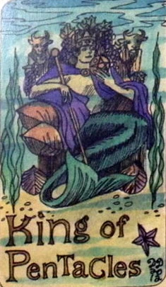 King of Pentacles card from the Dame Darcy Mermaid Tarot deck