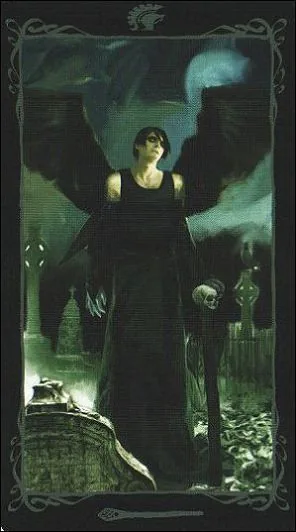 Two of Pentacles card from the Dark Angels Tarot deck