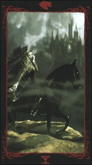 Five of Pentacles card from the Dark Angels Tarot deck