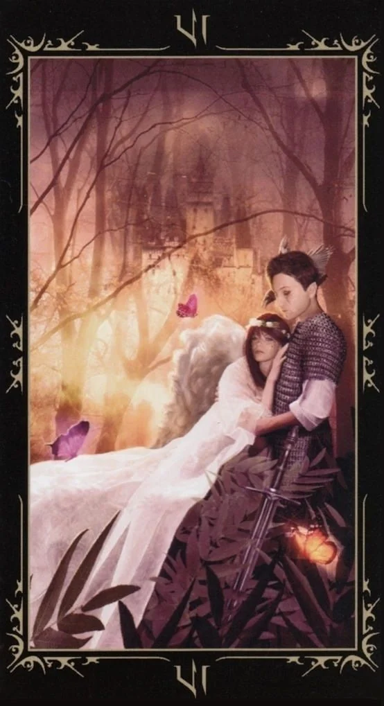 The Lovers card from the Dark Fairytale Tarot deck