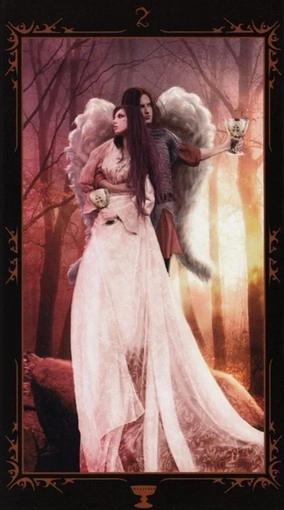 Two of Cups card from the Dark Fairytale Tarot deck