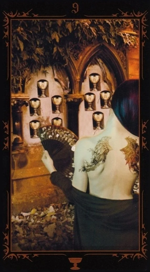 Nine of Cups card from the Dark Fairytale Tarot deck