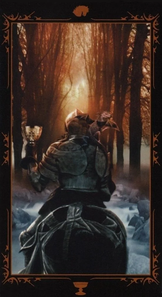 Knight of Cups card from the Dark Fairytale Tarot deck